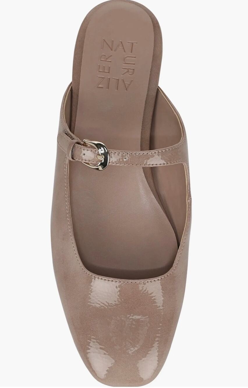 Naturalizer Apple Warm Taupe Patent Mary Jane Mule Square Toe Flats Size 10 NWOT